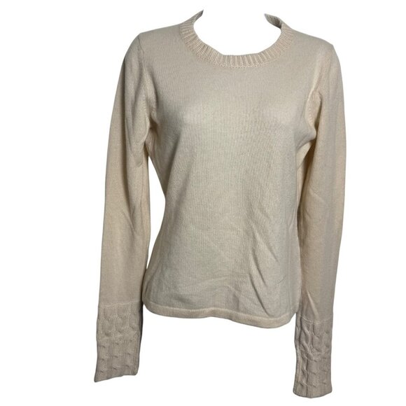 Burberry womens 100% cashmere sweater cable knit cuffs cream size small - Picture 8 of 8